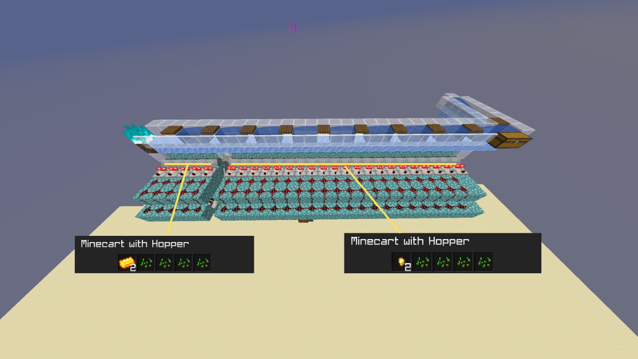 Ensure the highlighted Hopper Minecarts are configured as shown in the screenshot.