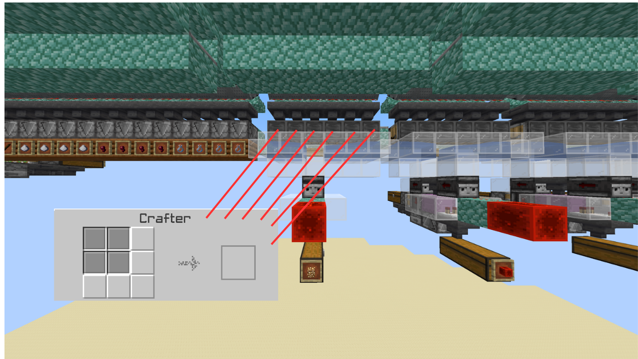 Ensure the Crafters for the Glowstone sorters are configured as shown.