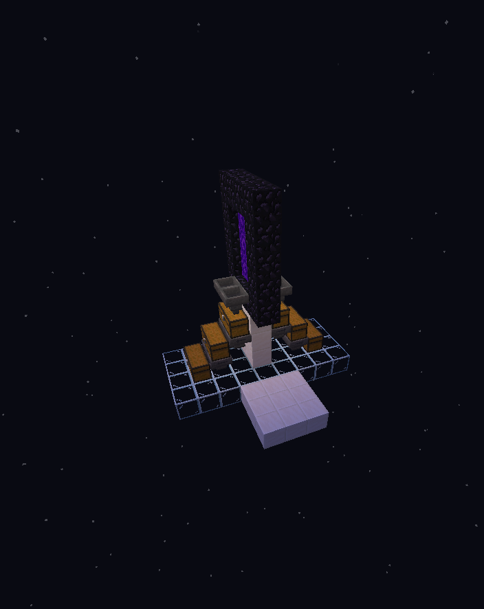 This example has one small Nether Portal and hoppers on either side to pick up the Ghast drops that come through.